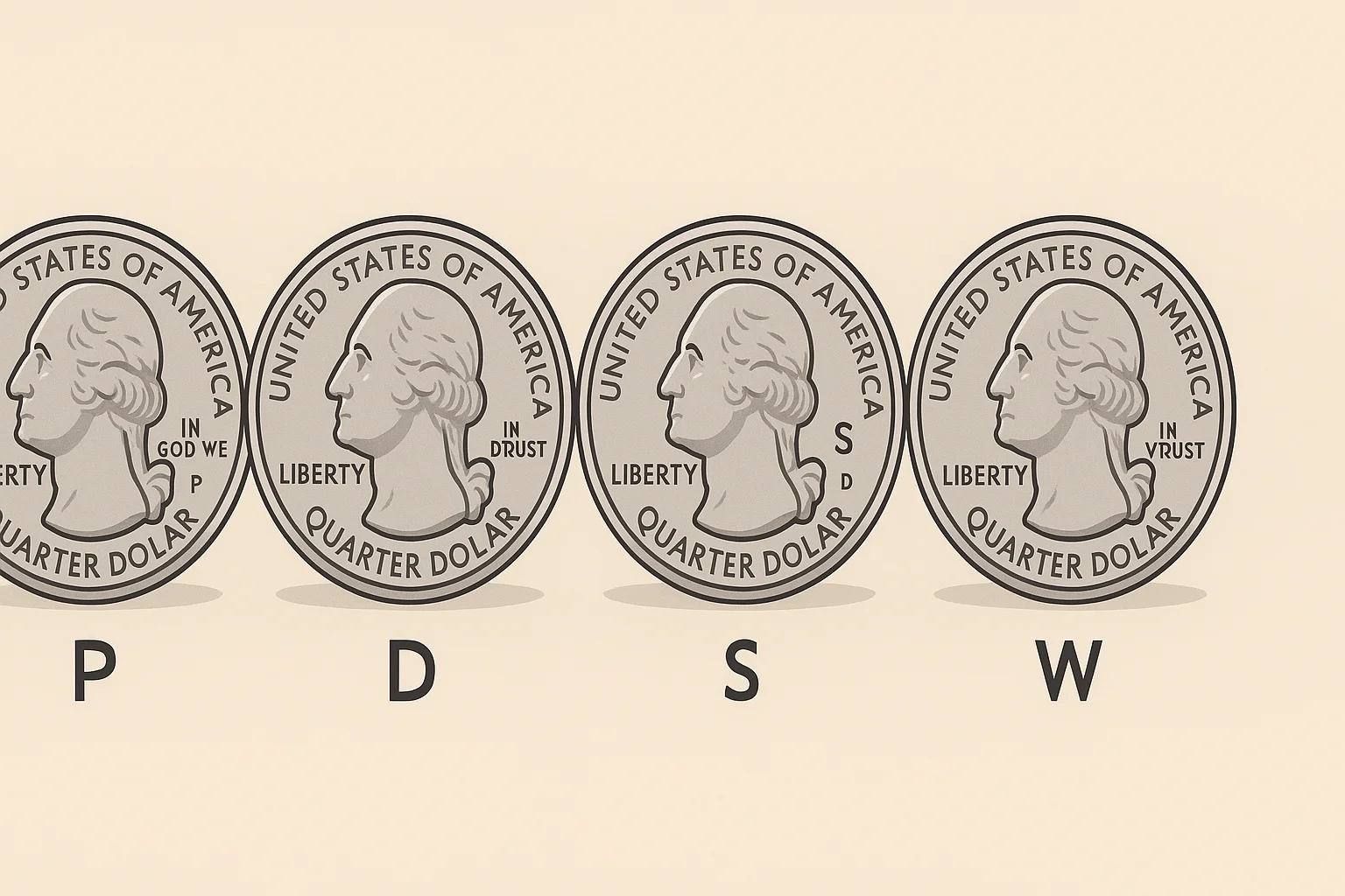 A set of quarters from various modern mints.