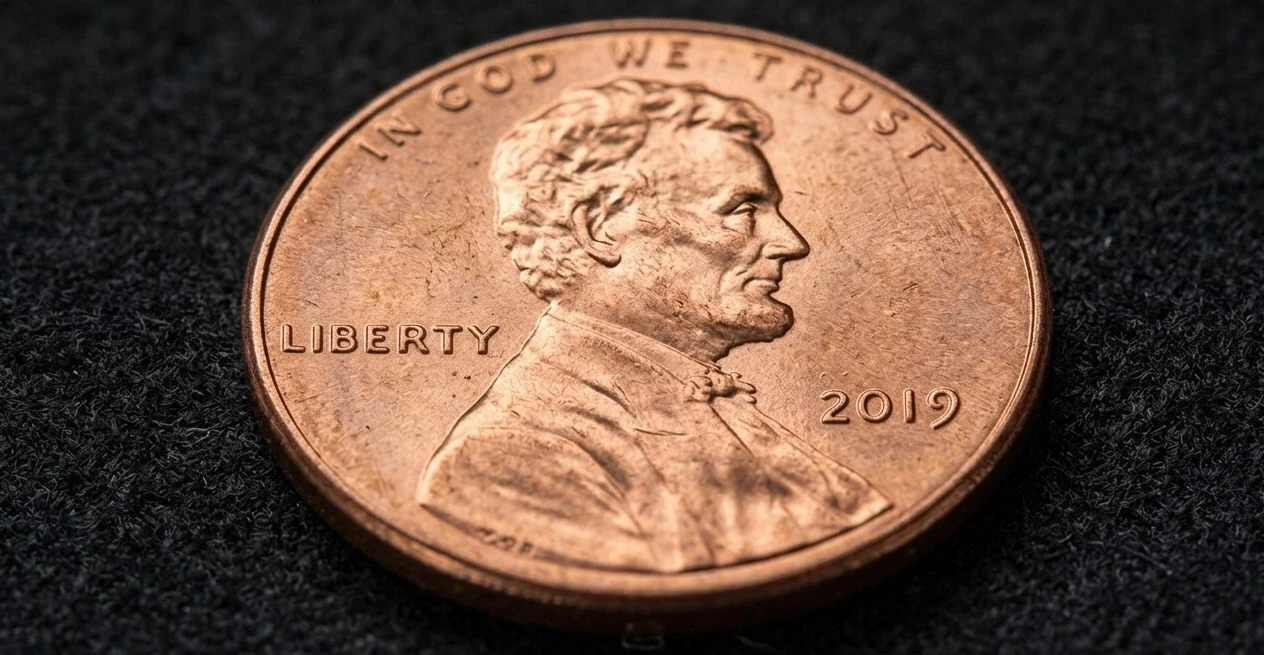 close-up of a 2019 Lincoln penny